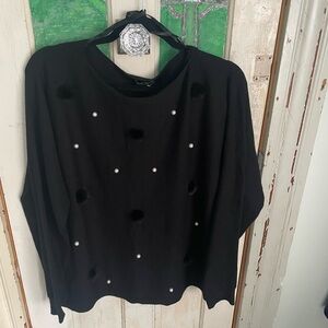 Black Sweater with Pearl Accents